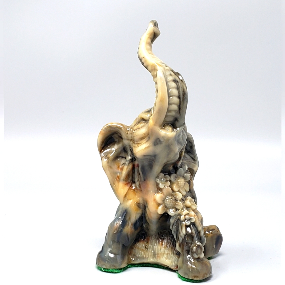 Vintage Marble Glazed Elephant Figurine